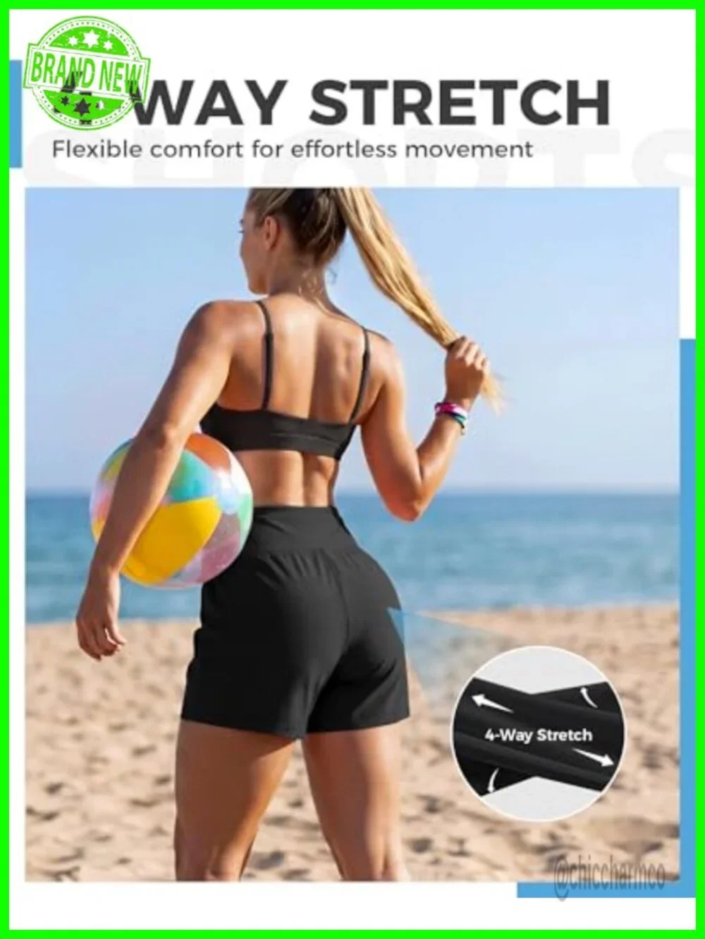 High Waist 5" Quick Dry Swim Shorts with Pockets - Picture 3 of 6